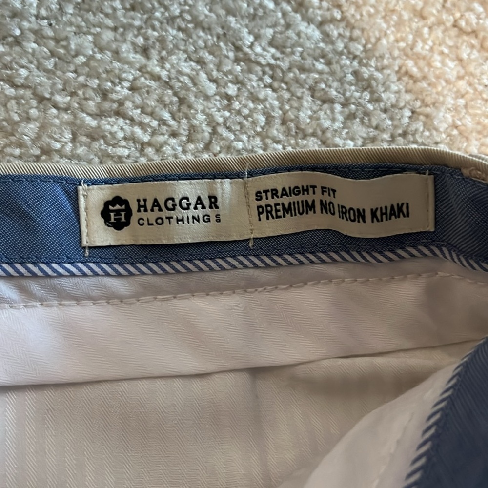 5 pairs Men’s Haggar Straight Fir Iron Free Premium Khaki. Tan, Grey, and Black. - Picture 8 of 8